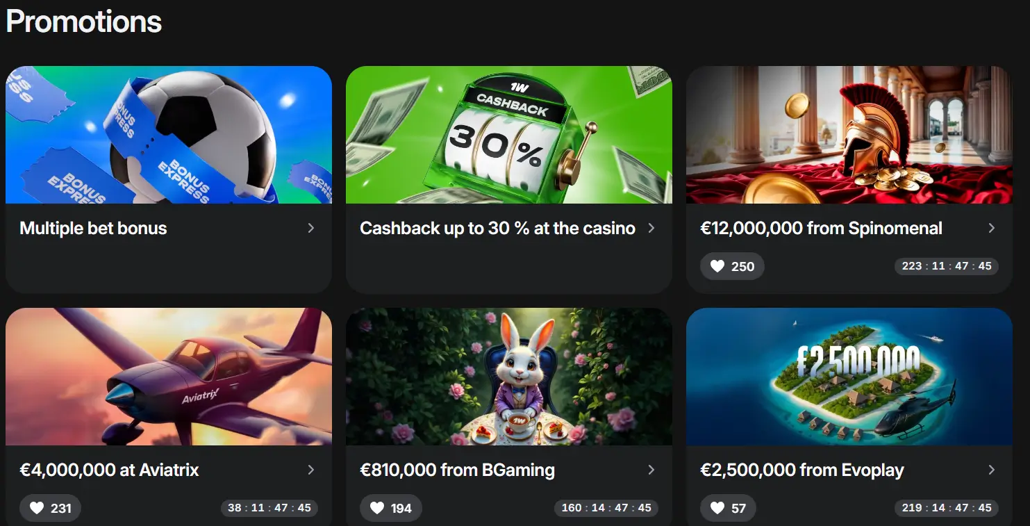 1win casino bonuses