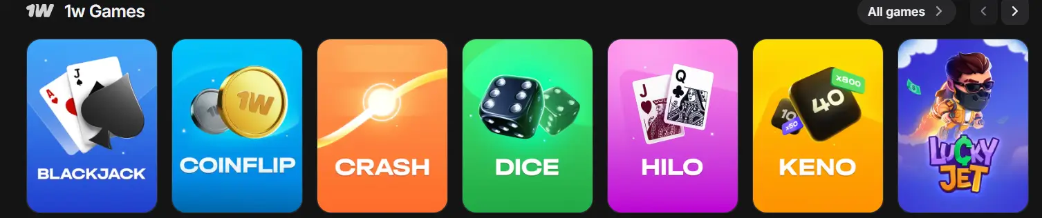 1win casino games