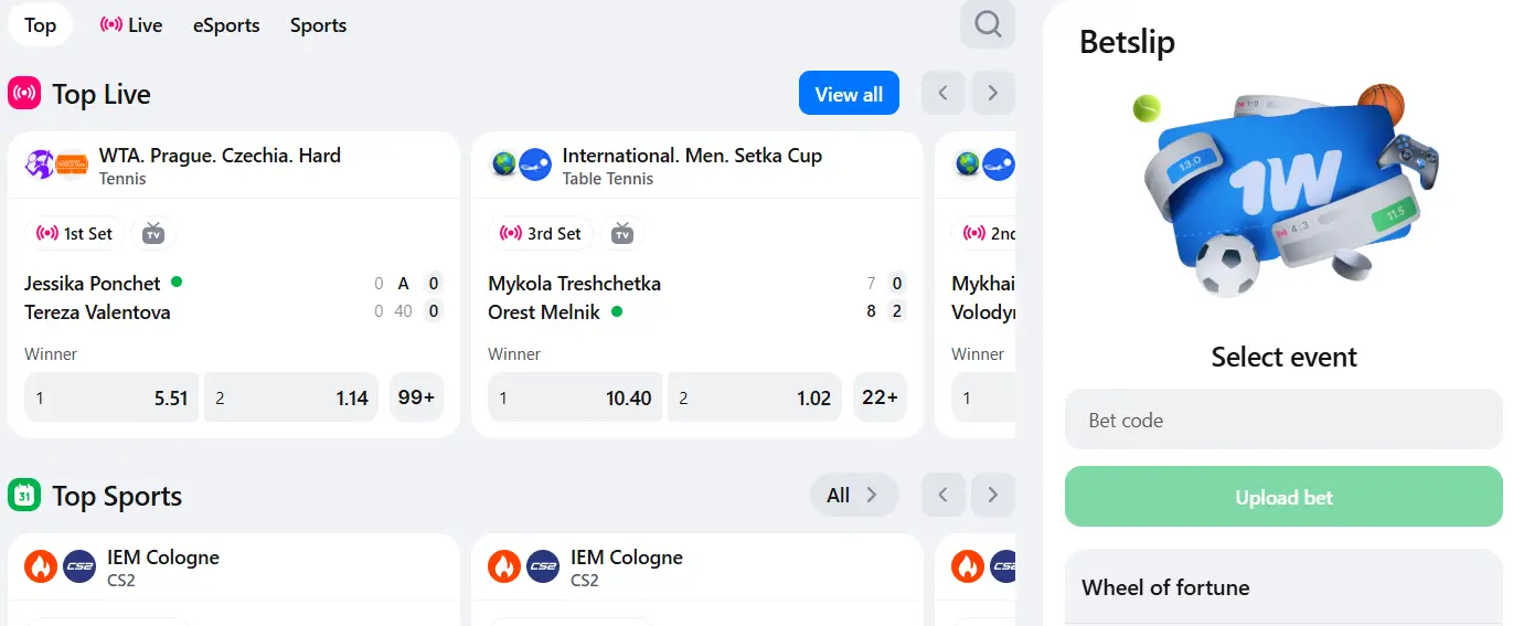 1win sports betting